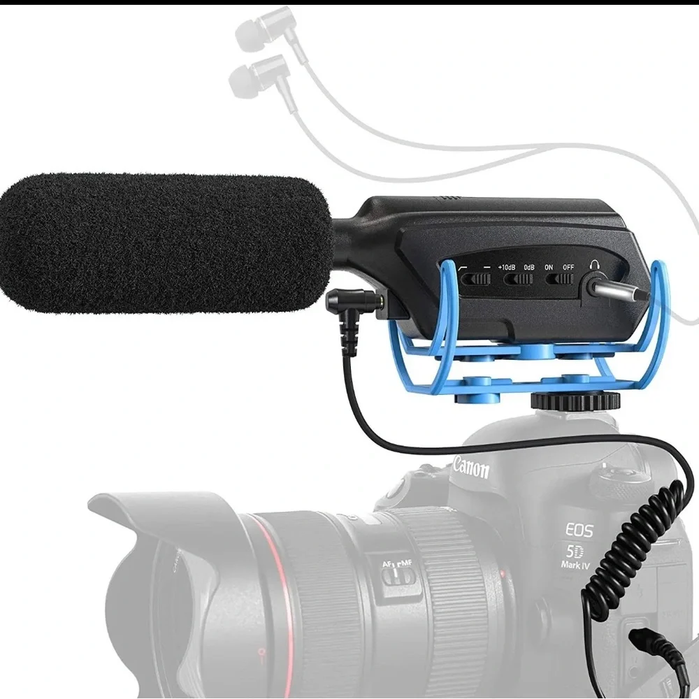 Video Microphone, Camera Microphone with Monitoring Function, Shotgun Mic for iP